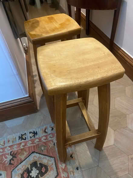 Photo of free Two solid wood kitchen bar stools — Sheffield S10 (Broomhill S10) #1