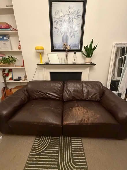 Photo of free Brown leather sofa (Lansdown BA1) #1
