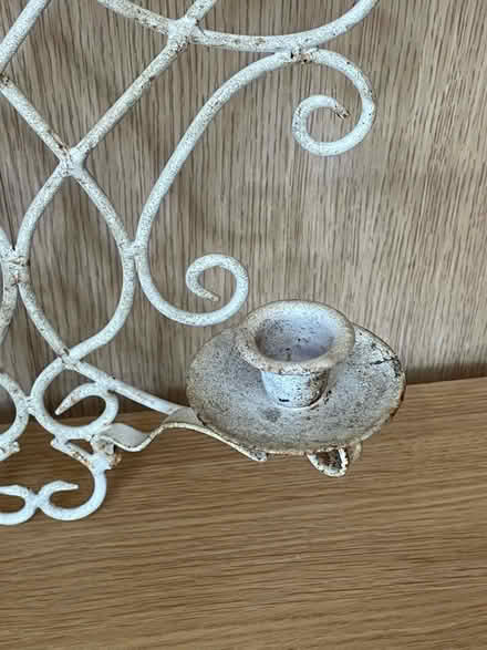 Photo of free White wrought iron wall-mounted candle holder, rusty (Talbot Village BH10) #4