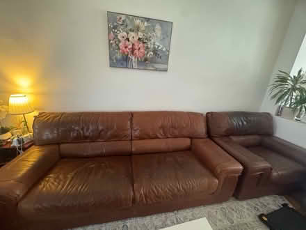 Photo of free Italian brown leather sofa set (West Ealing) #1