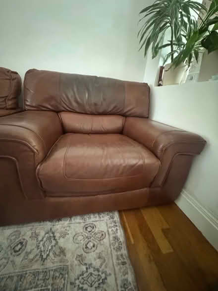 Photo of free Italian brown leather sofa set (West Ealing) #3