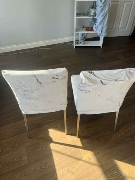 Photo of free 2 white marble coated dining chairs (SE14 new cross) #2