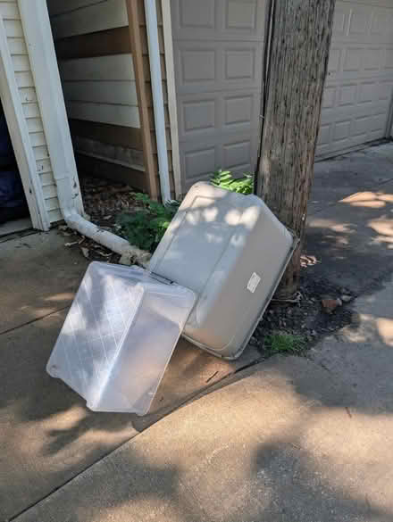 Photo of free Shelf, paver, plastic bins (Downtown Oak Park) #4