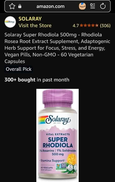 Photo of free Soloray Super Rhodiola (Rose Garden) #1
