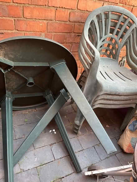 Photo of free 4 x Green plastic chairs and table (Bramcote) #3