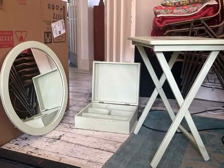 Photo of free Mirror, folding table, box (Crouch End N8) #1