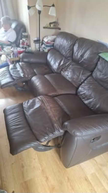 Photo of free Brown leather sofa (Kingswood SS16) #1