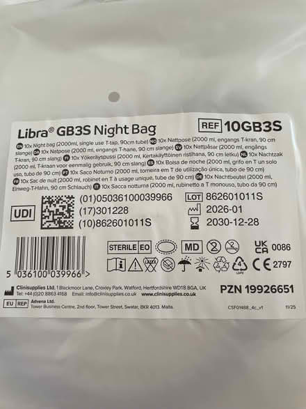 Photo of free Catheter Night Bags (Chelmsford CM1) #1