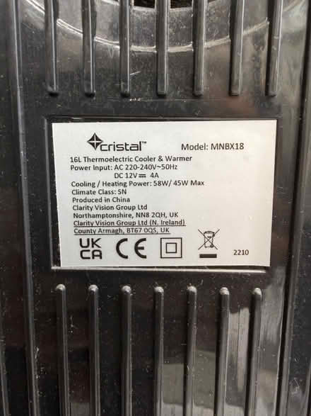 Photo of free Crystal Mini Fridge - 240/12volt (Bexley DA5) #4