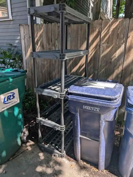 Photo of free Shelf, paver, plastic bins (Downtown Oak Park) #1