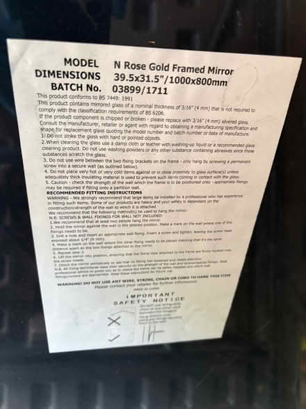 Photo of free Large Mirror from NEXT (Formby L37) #2