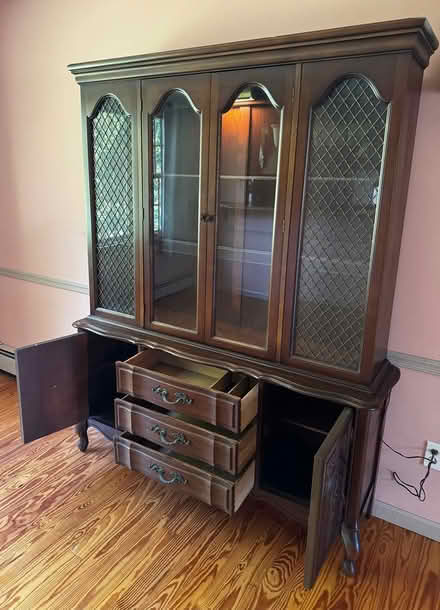 Photo of free Vintage wood china cabinet hutch (Langhorne, PA) #2