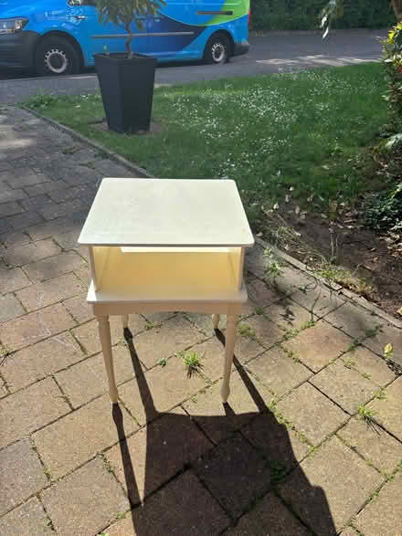 Photo of free Shelves on wheels, white bedside table, office desk (Church Langley CM17) #3