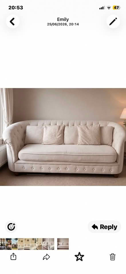 Photo of free Three seater Cream Sofa (Llanfaglan LL54) #4