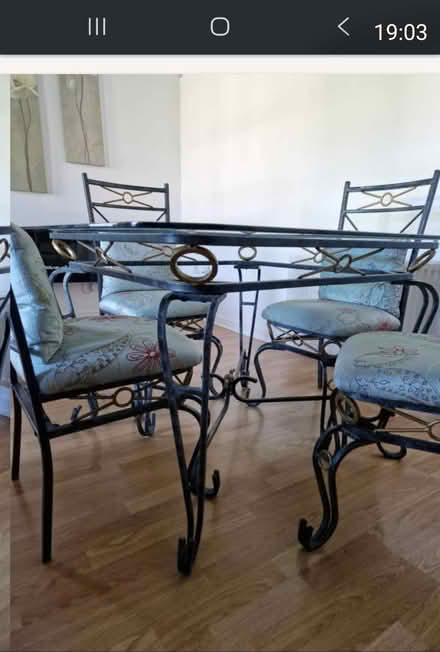Photo of free glass and metal dining table and 4 chairs (Hickleton DN5) #2