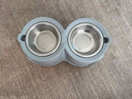 Photo of free Raised dog bowl stand & bowls (Rahn Rd CM16) #2