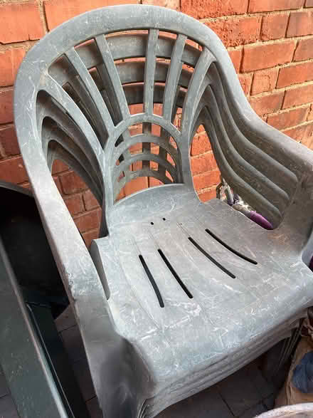 Photo of free 4 x Green plastic chairs and table (Bramcote) #1
