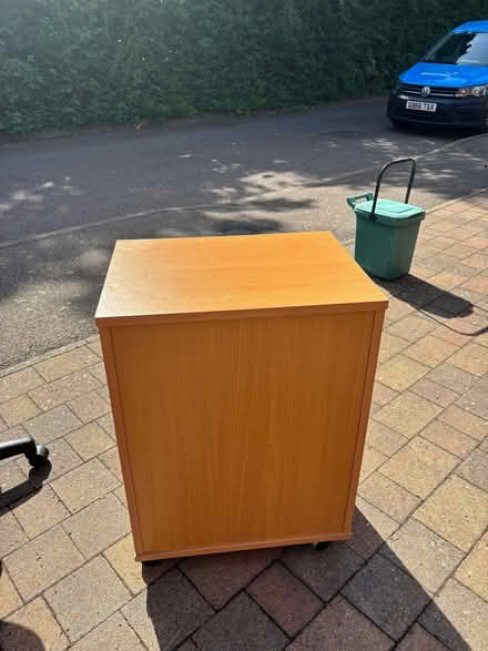 Photo of free Shelves on wheels, white bedside table, office desk (Church Langley CM17) #2