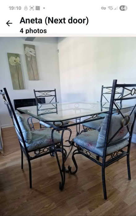 Photo of free glass and metal dining table and 4 chairs (Hickleton DN5) #3