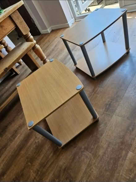Photo of free Two wood effect stackable tables (ST3 Lightwood) #1