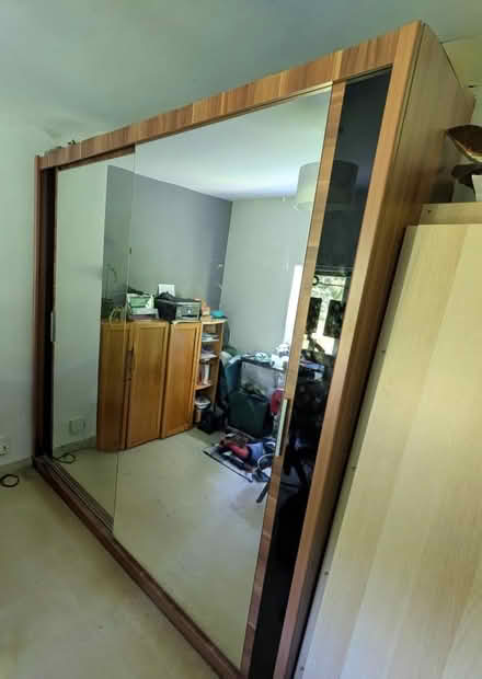 Photo of free Sturdy double wardrobe with mirrors (HP22 Halton Camp) #1