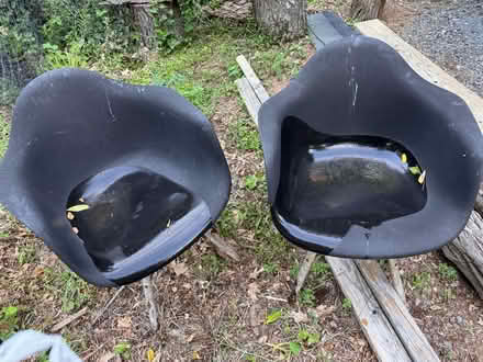 Photo of free Four plastic black chairs (West Amwell NJ) #3