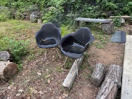 Photo of free Four plastic black chairs (West Amwell NJ) #2