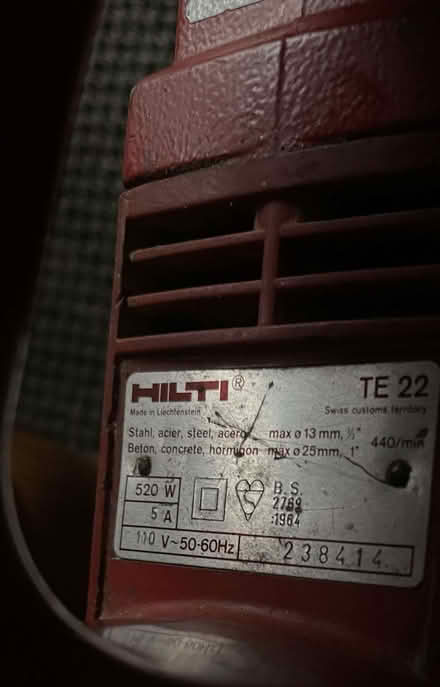Photo of free Hilti TE22 110V SDS drill (Whitley Bay NE26) #2