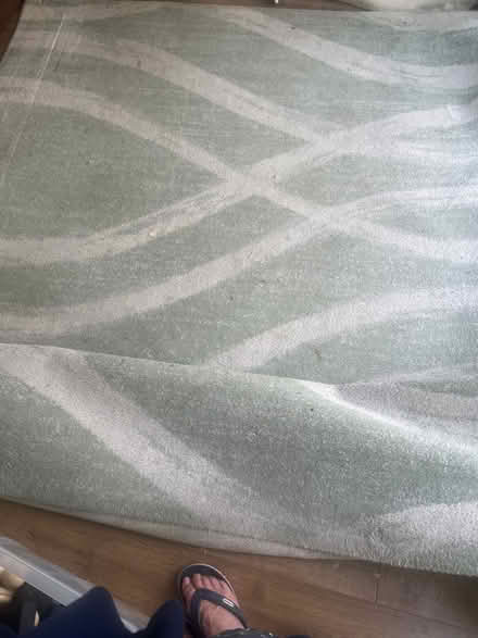 Photo of free Green and cream abstract rug (Formby L37) #1