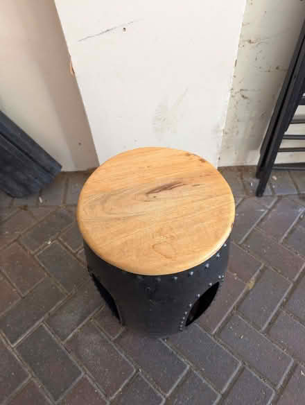 Photo of free Black metal industrial barrel stool / side table (Bedford Centre MK40) #2