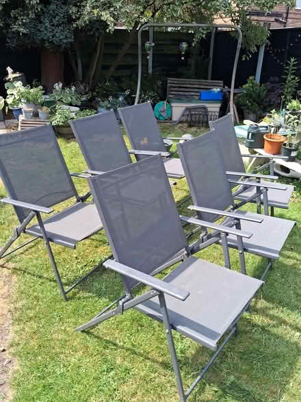 Photo of free 6 x fold flat garden chairs (Swinton (M27)) #1