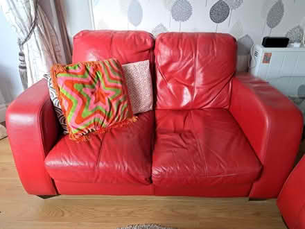 Photo of free 4-piece red leather suite (Stockport SK6) #2