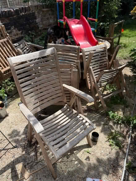 Photo of free Teak folding garden chairs (Hackney E8) #1