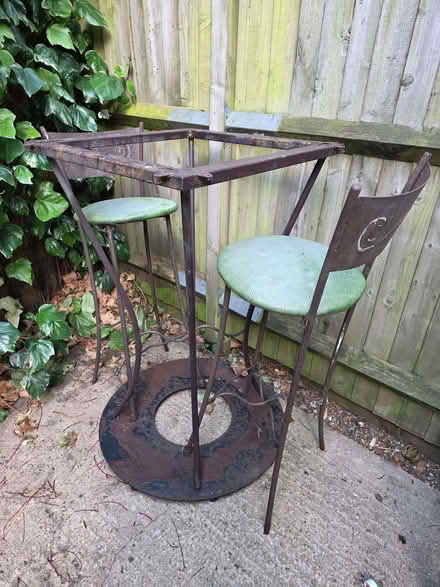 Photo of free Topless garden table and two chairs (St Stephens AL1) #1