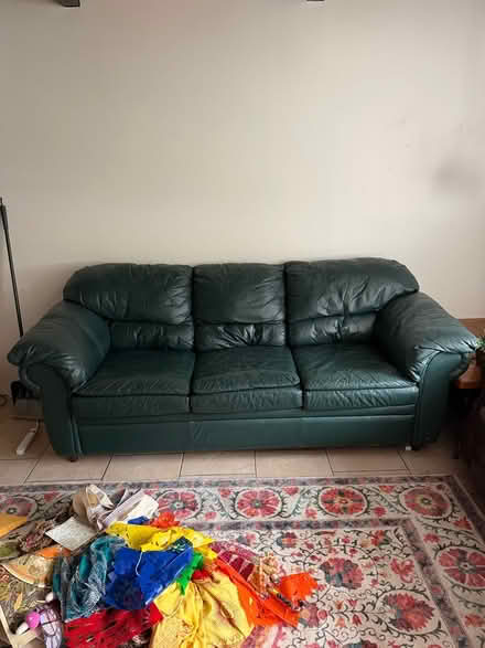 Photo of free Green Leather Couch (Santa Barbara Eastside) #1