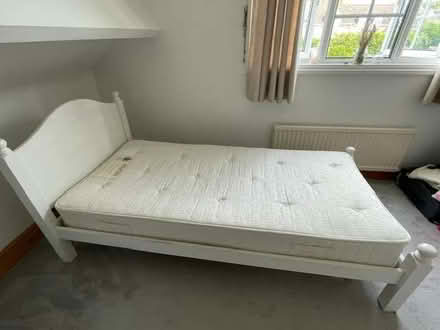 Photo of free Single bed frame, mattress & topper (Middlefield Farm OX28) #3