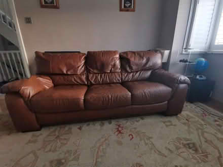 Photo of free Brown leather sofa (Mitcham Eastfields CR4) #3