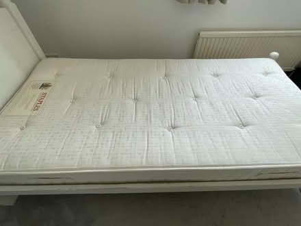 Photo of free Single bed frame, mattress & topper (Middlefield Farm OX28) #4