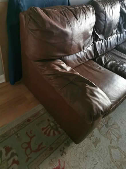 Photo of free Brown leather sofa (Mitcham Eastfields CR4) #2