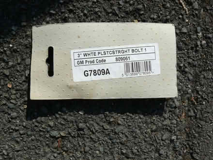 Photo of free Unused 3"/7.5cm white plastic door bolt with fixings (Kempsey WR5) #2