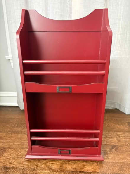 Photo of free Small Red Bookshelf (Gladstone Park (60646)) #1