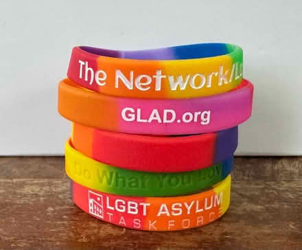 Photo of free Five rubber rainbow bracelets (Belmont) #2