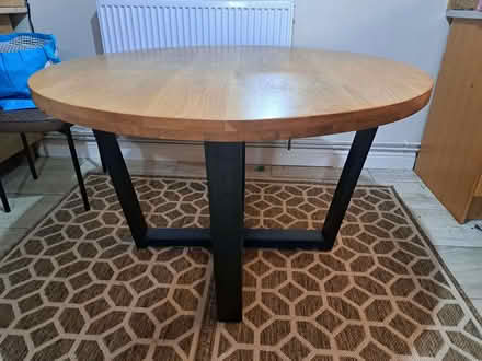 Photo of free Wooden round table with metal base (Kingswood Common HR5) #1