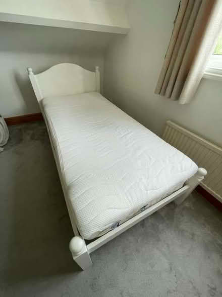 Photo of free Single bed frame, mattress & topper (Middlefield Farm OX28) #2