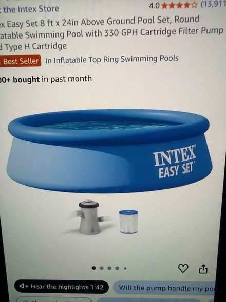 Photo of free Intex easy set 8’ x 24” pool (Alameda near Park st.) #1