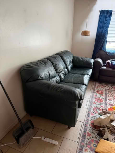 Photo of free Green Leather Couch (Santa Barbara Eastside) #2