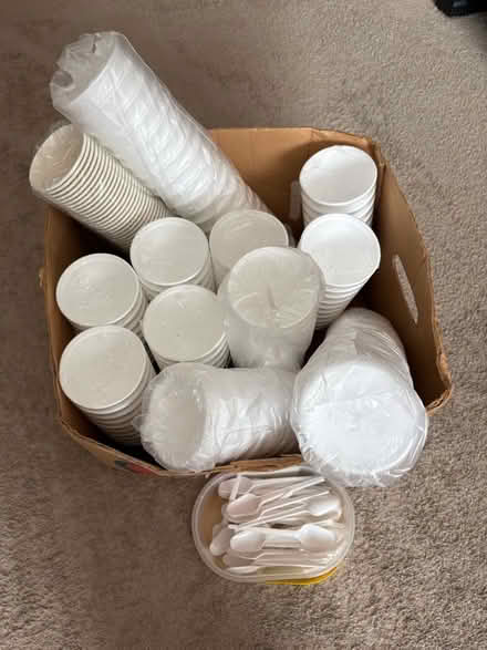 Photo of free Polystyrene cups and plastic spoons (Comeytrowe CP TA1) #1