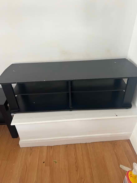 Photo of free Black tv stand with shelves (Bedminster BS3) #3