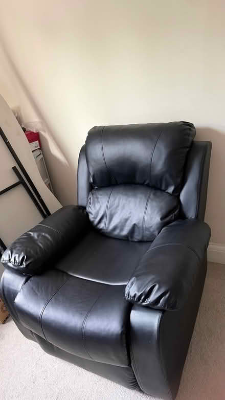 Photo of free Black leather recliner chair (CR8 4) #1