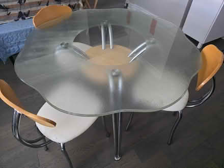 Photo of free Glass table with 3 chairs (Near eglinton west station) #3